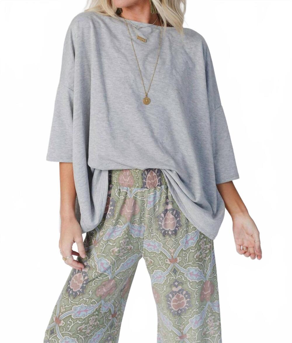NEW THREE BIRD NEST cozy cool oversized tee in heather gray